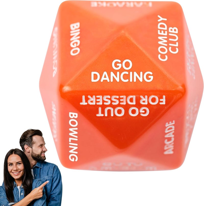 Itera Date Night Out Dice - Fun Couples Date Night Ideas 2"x2"x2" Decision Dice in Orange - Image 1